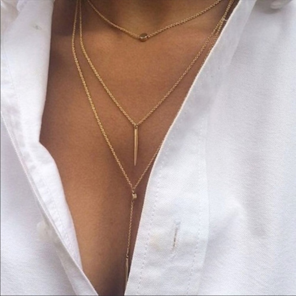 3 tier gold color necklace - Picture 2 of 4
